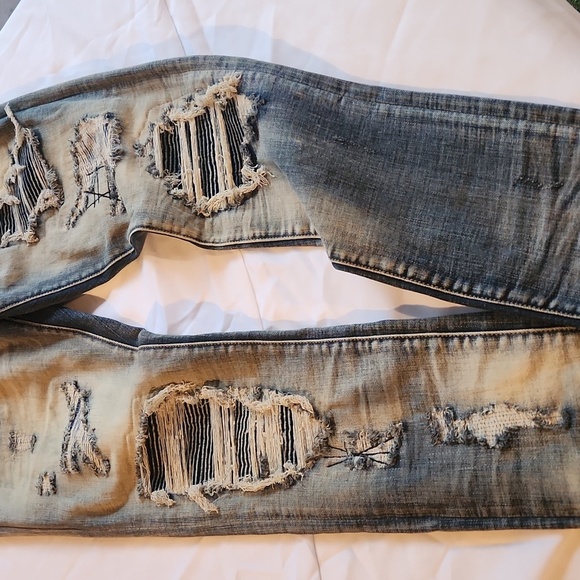 Embellish Distressed Blue Jeans for Men - Picture 3 of 8